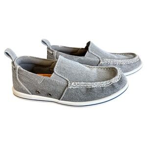 Anchors Edge Bay Gray Canvas Slip On Boat Shoes - Boys Size 2